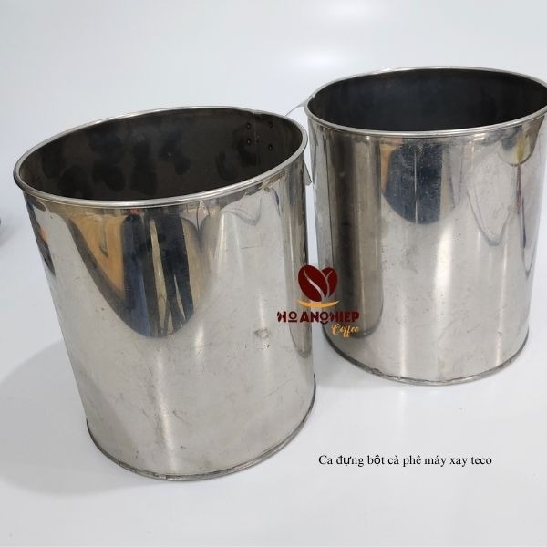 Ca inox đựng bột cà phê dùng cho máy xay Teco 0,5 và 1HP