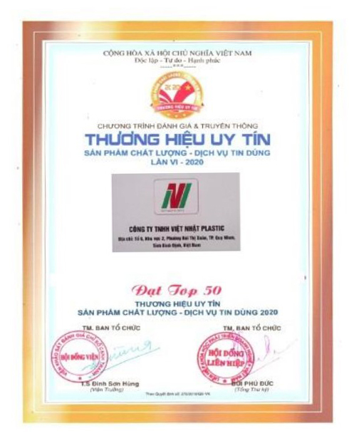 Chứng nhận Top 50 Thương hiệu uy tín