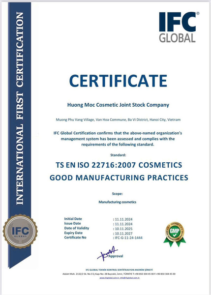 ISO 22716 - Hóa Mỹ Phẩm Hương Mộc - Công Ty Cổ Phần Hóa Mỹ Phẩm Hương Mộc