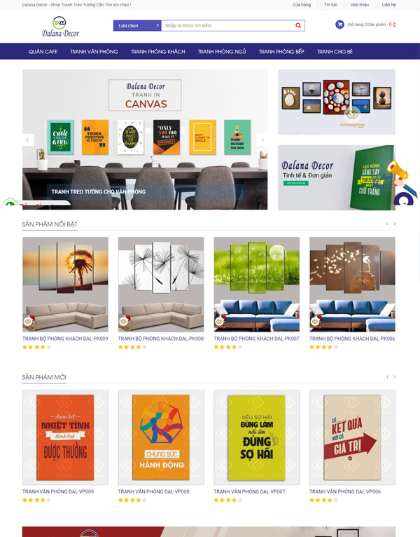 Mẫu website bán tranh Canvas
