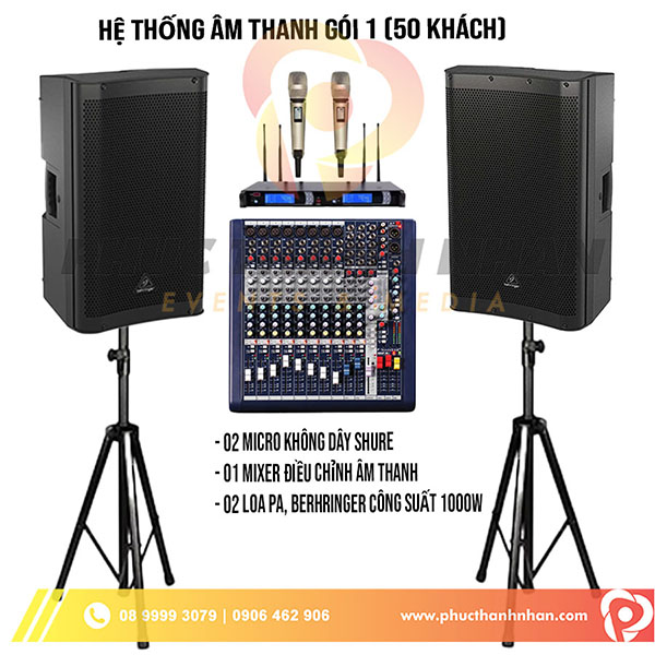 Hệ thống âm thanh gói 1 (50 khách) - Phúc Thành Nhân Event & Media - Công Ty TNHH Thương Mại Dịch Vụ Kỹ Thuật Phúc Thành Nhân