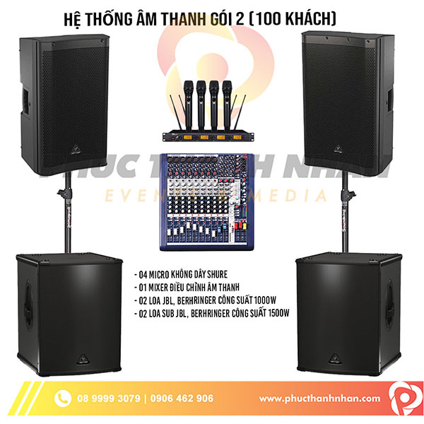 Hệ thống âm thanh gói 2 (100 khách) - Phúc Thành Nhân Event & Media - Công Ty TNHH Thương Mại Dịch Vụ Kỹ Thuật Phúc Thành Nhân