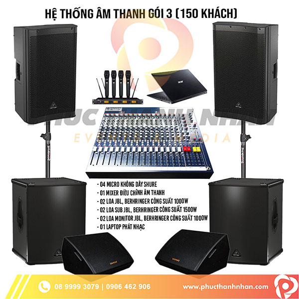 Hệ thống âm thanh gói 3 (150 khách) - Phúc Thành Nhân Event & Media - Công Ty TNHH Thương Mại Dịch Vụ Kỹ Thuật Phúc Thành Nhân