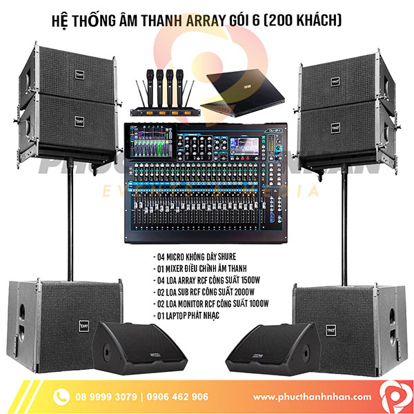 Hệ thống âm thanh Array gói 6 (200 khách) - Phúc Thành Nhân Event & Media - Công Ty TNHH Thương Mại Dịch Vụ Kỹ Thuật Phúc Thành Nhân