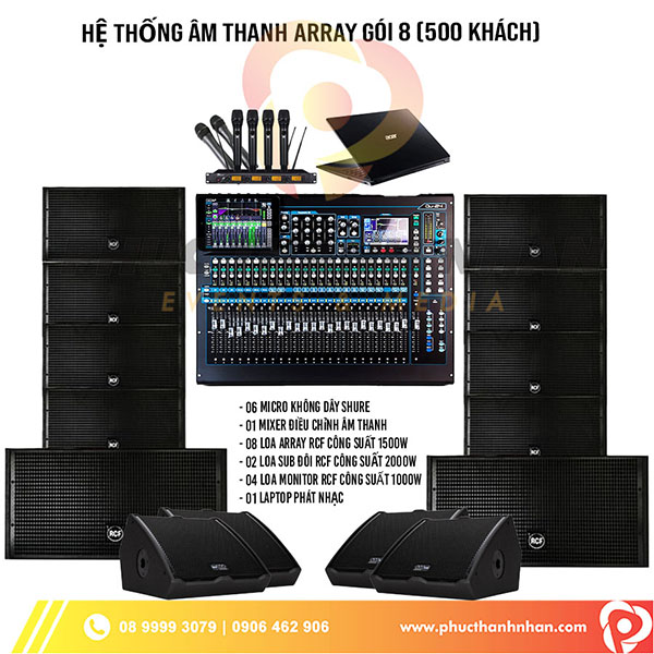 Hệ thống âm thanh Array gói 8 (500 khách) - Phúc Thành Nhân Event & Media - Công Ty TNHH Thương Mại Dịch Vụ Kỹ Thuật Phúc Thành Nhân