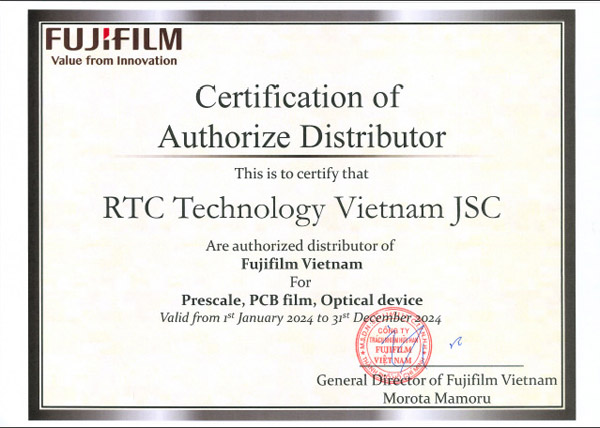 Chứng nhận nhà phân phối được ủy quyền từ FUJIFILM