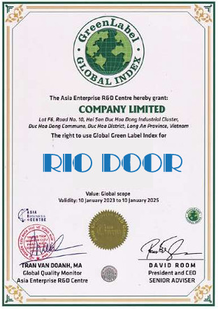 Chứng nhận Global Green Label - Cửa Thuận Thành - Công Ty Cổ Phần Tập Đoàn Thuận Thành Việt Nam