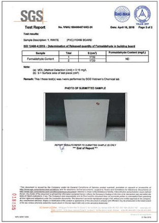 Chứng nhận SGS - Cửa Thuận Thành - Công Ty Cổ Phần Tập Đoàn Thuận Thành Việt Nam