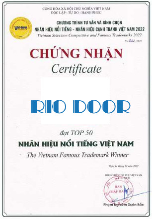 Chứng nhận top 50 nhãn hiệu nổi tiếng Việt Nam - Cửa Thuận Thành - Công Ty Cổ Phần Tập Đoàn Thuận Thành Việt Nam