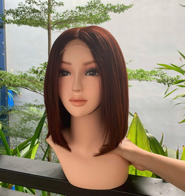 Tóc giả Bob màu nâu đỏ