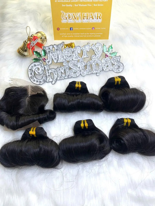 Tóc nối Weft xoăn cuộn trứng
