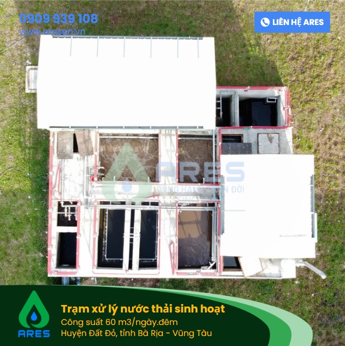Trạm xử lý nước thải sinh hoạt công suất 60 m3 ngày/đêm - Môi Trường ARES - Công Ty Cổ Phần Giải Pháp Môi Trường ARES