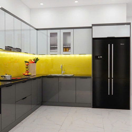 Mẫu tủ bếp inox chữ L