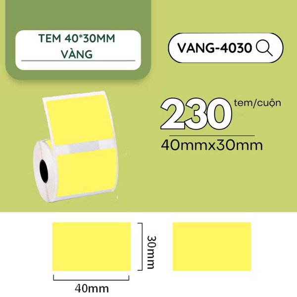Tem 40x30mm vàng
