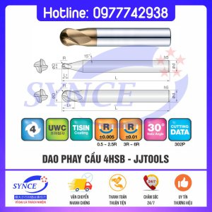 Dao Phay Cầu 4HSB 4F JJTOOLS – Dao Phay Thép 62HRC - Dụng Cụ Cắt Gọt Synce - Công Ty TNHH Thương Mại Synce