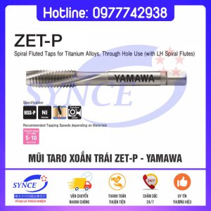 Mũi Taro ZET-P Xoắn Trái Chạy Lỗ Thông Hợp Kim Titan – Yamawa - Dụng Cụ Cắt Gọt Synce - Công Ty TNHH Thương Mại Synce