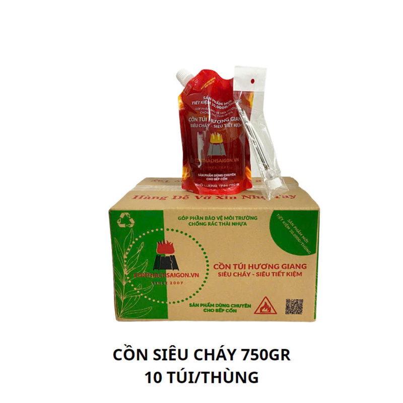 Cồn siêu cháy 750gr 10 túi/thùng