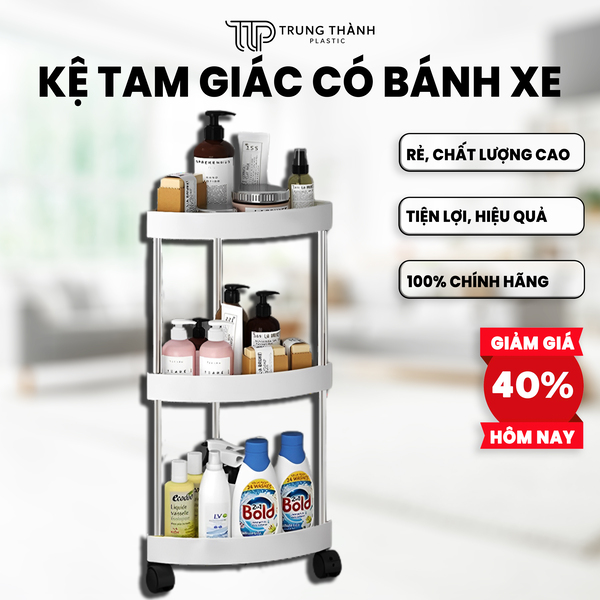 Kệ để đồ góc tường có bánh xe