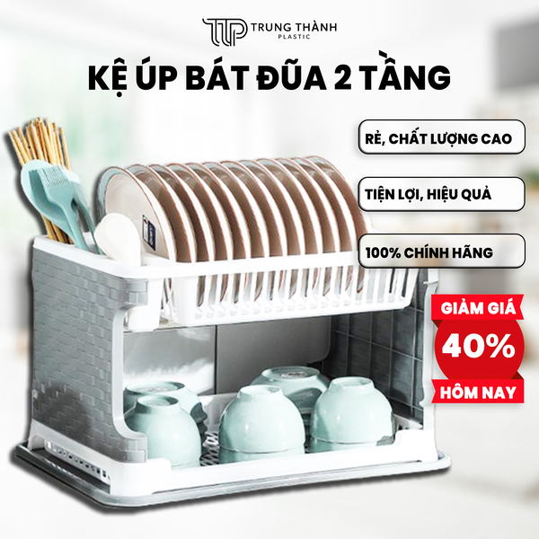 Kệ úp bát đũa 2 tầng