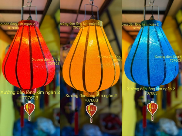 Đèn lồng Hội An lụa tơ tằm hình tỏi ngược