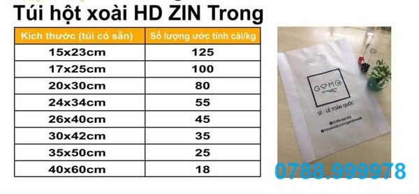 Túi hột xoài HD Zin trong - Túi Zipper Sài Gòn - Công Ty TNHH Bao Bì Zipper Sài Gòn