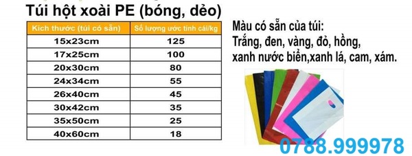 Túi hột xoài PE (bóng, dẻo) - Túi Zipper Sài Gòn - Công Ty TNHH Bao Bì Zipper Sài Gòn