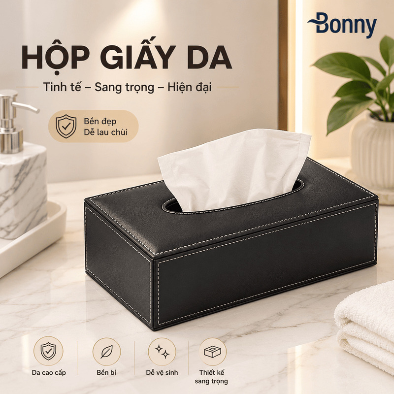 Hộp đựng khăn giấy da