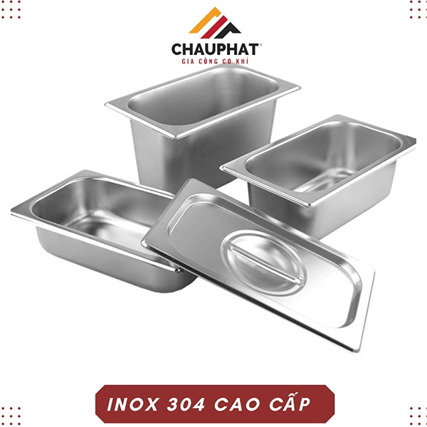 Khay inox đựng thức ăn buffet - Gia Công Thiết Bị Bếp Châu Phát - Công Ty TNHH SX TM Xây Dựng Cơ Khí Châu Phát