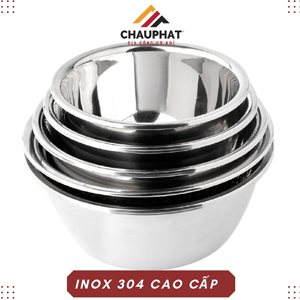 Thau inox 40cm thau tròn inox 430 - Gia Công Thiết Bị Bếp Châu Phát - Công Ty TNHH SX TM Xây Dựng Cơ Khí Châu Phát