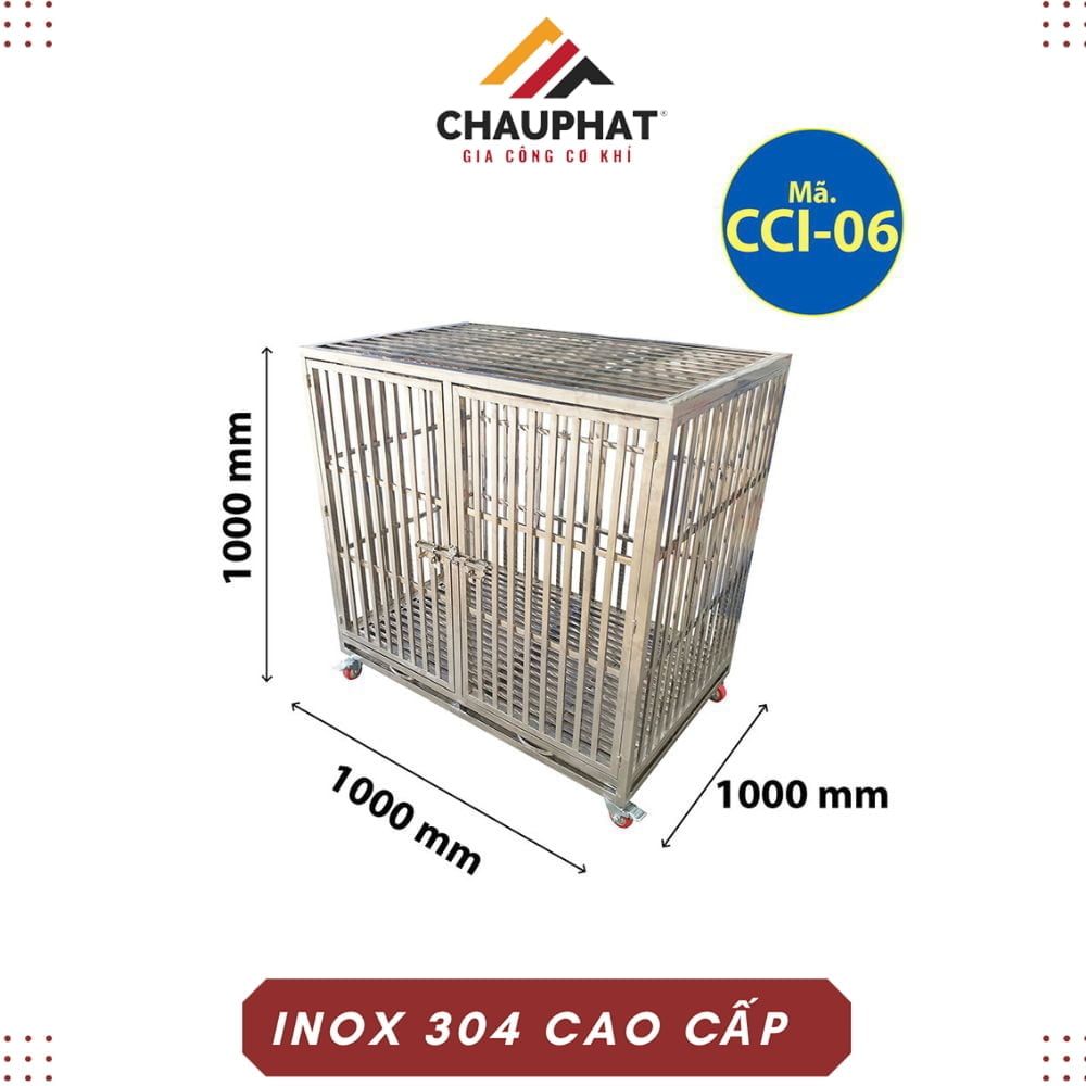 Chuồng chó inox 2 ngăn lắp ghép