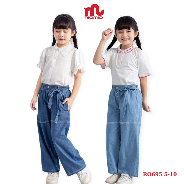 Đồ đi học bé gái quần jean thắt nơ Elysia RO695
