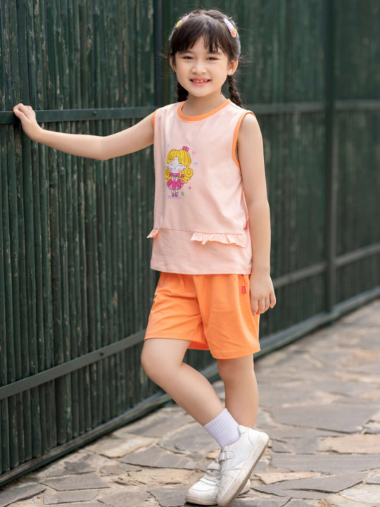 Đồ mặc ở nhà bé gái set Bella cotton RBG621