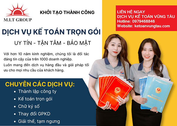 Dịch vụ kế toán thuế - Kế Toán M.I.T - Công Ty TNHH Kế Toán Vũng Tàu M.I.T