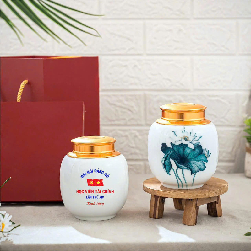 Hũ trà gốm sứ