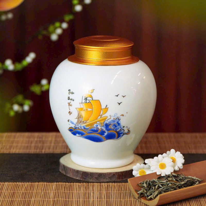 Hũ trà gốm sứ
