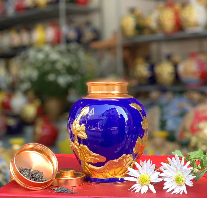 Hũ trà gốm sứ