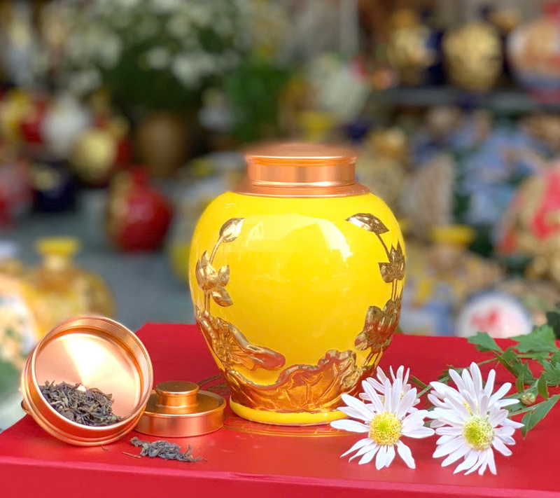 Hũ trà gốm sứ
