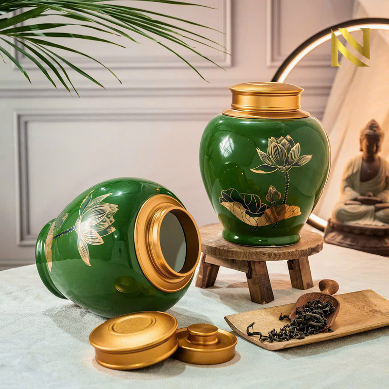 Hũ trà gốm sứ
