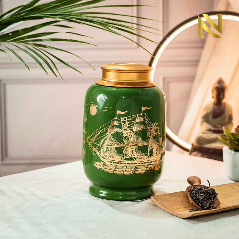 Hũ trà gốm sứ