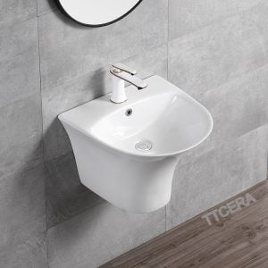 Chậu lavabo treo tường liền chân TTCERA LB27