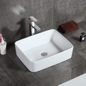 Chậu lavabo vuông trắng đặt bàn TTCERA LB50