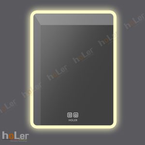 Gương đèn led 3 màu chữ nhật có nút cảm ứng và sấy Holer HLG01