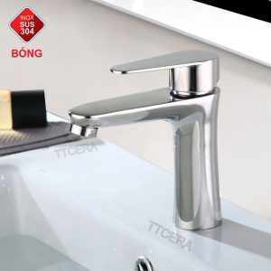 Vòi lavabo nóng lạnh inox 304 bóng gương