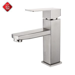 Vòi lavabo vuông nóng lạnh inox 304 cao 20cm