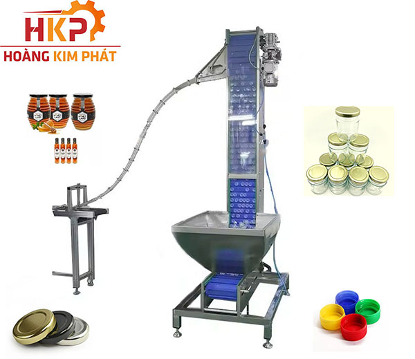 Băng tải cấp nắp - Máy Đóng Gói Hoàng Kim Phát - Công Ty TNHH Kỹ Thuật Cơ Khí Hoàng Kim Phát