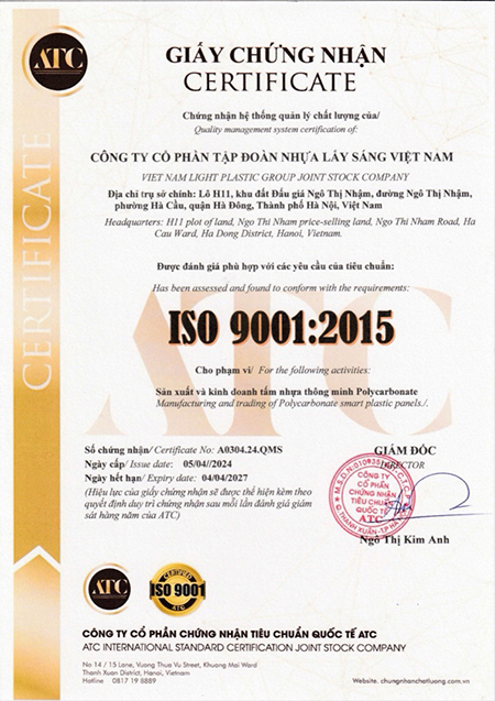 Chứng nhận ISO 9001:2015