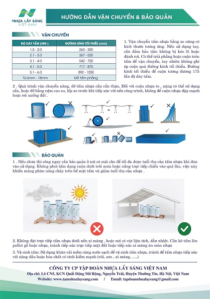 Hướng dẫn thi công vận chuyển bảo quản