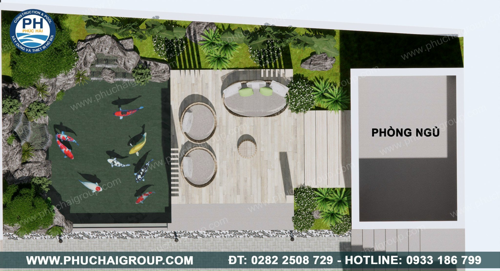 Tư vấn thiết kế hồ cá Koi - Thiết Kế Xây Dựng Hồ Bơi Phúc Hải - Công Ty TNHH Xây Dựng Thương Mại  Kỹ Thuật Phúc Hải