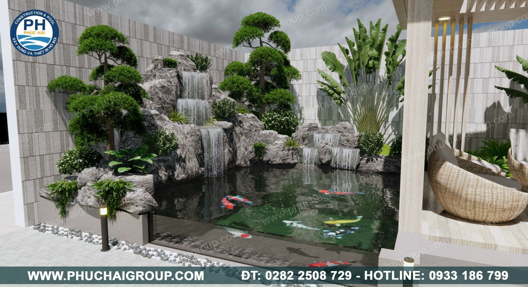 Tư vấn thiết kế hồ cá Koi - Thiết Kế Xây Dựng Hồ Bơi Phúc Hải - Công Ty TNHH Xây Dựng Thương Mại  Kỹ Thuật Phúc Hải