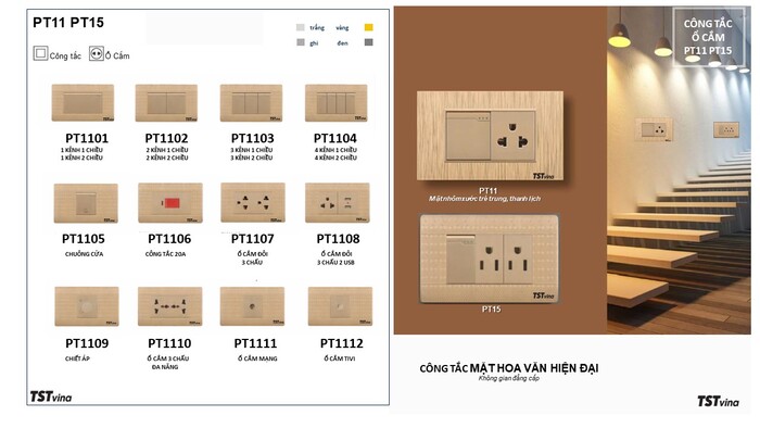 Công tắc mặt hoa văn - TST VINA - Công Ty CP Sản Xuất Và Thương Mai TST VINA